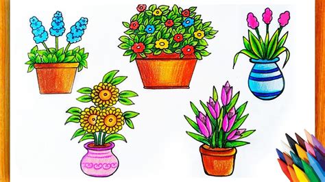 How To Draw A Flower Pot Step By Step