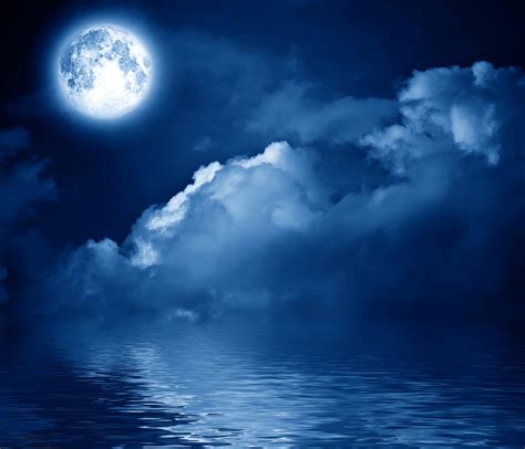 Sky Water Night Moon Clouds Nature Wallpapers Hd Desktop And