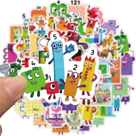 Large Stickers 52pcs Anime Numberblocks Stickers Kawaii Cartoon Number