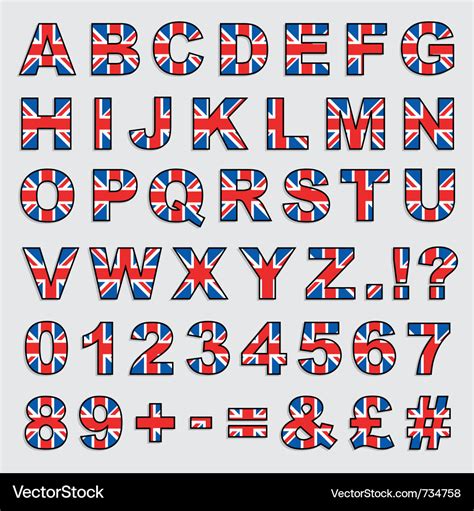 Uk Flag Alphabet Royalty Free Vector Image Vectorstock