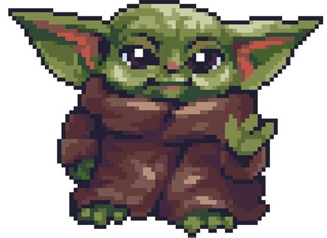 The Mandalorian Baby Yoda Grogu Pixel Art Pattern Fond Decran Dessin