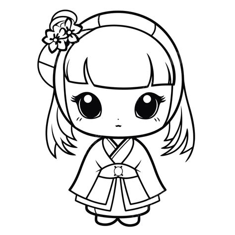 Dibujo De Dibujos Chicas Kawaii Para Colorear Online Vector Png