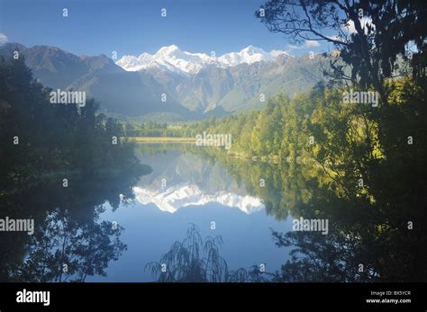 Lake Matheson Mount Tasman And Mount Cook Westland Tai Poutini