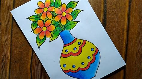 Easy And Simple Flower Pot Drawing How To Draw Designer Flower Pot