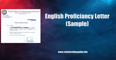 English Proficiency Letter Sample Scholarships Guide