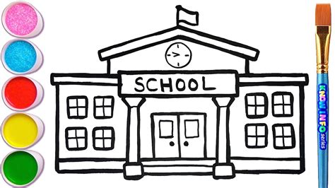 How To Draw School Building For Kids And Toddlers Lets Draw Back To