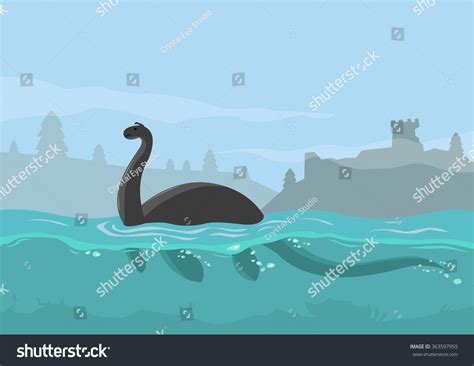 Loch Ness Monster Concept Editable Clip Art Stock Vector 363597959