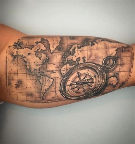 50 World Map Tattoo Designs For Men Adventure The Globe Artofit