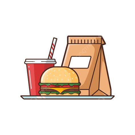 Ilustrasi Logo Makanan Desain Vektor Burger Dan Minuman Ringan Burger