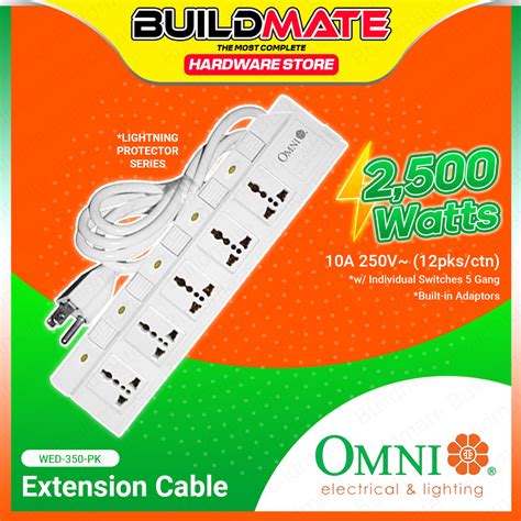 Buildmate Omni Extension Cord With Individual Switch 5 Gang 10a Wed350