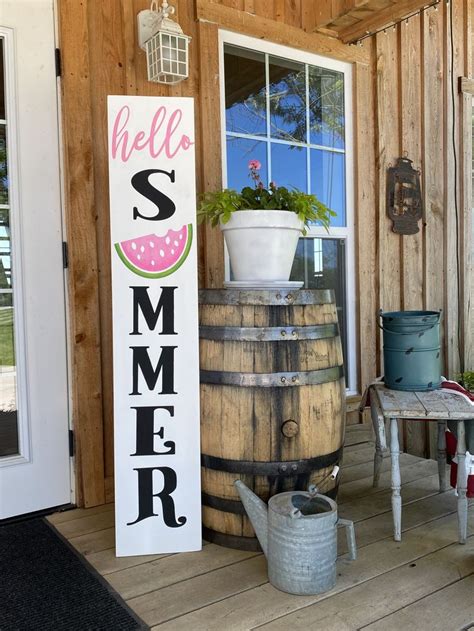 Tall Vertical Porch Sign Hello Summer Porch Sign Hello Summer Sign