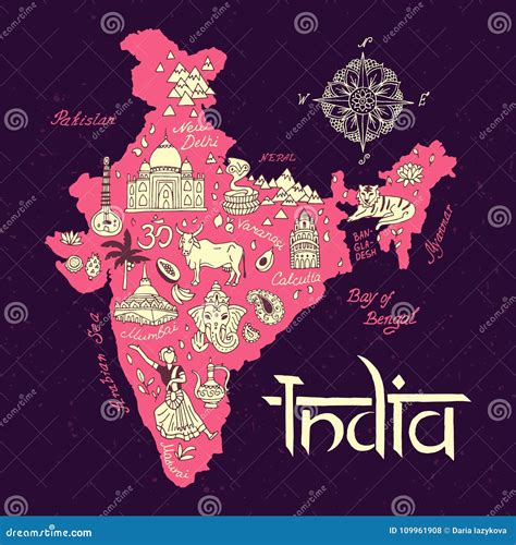 Illustrated Map Of India