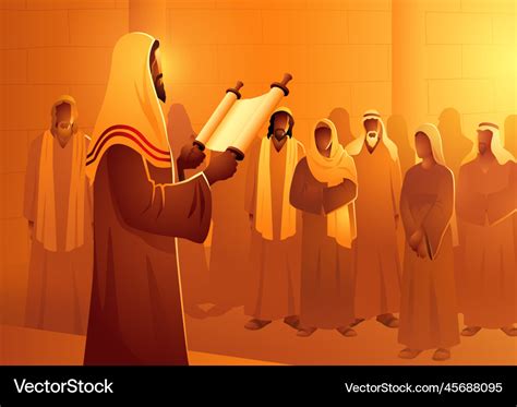 Jesus Reading The Scroll Of The Prophet Isaiah Vector Image