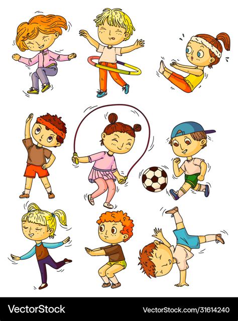 Kids Sports Children Working Out Doing Sports Vector Image