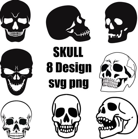 Skull SVG Bundle Skull Silhouette SVG Skull Head Clipart Skulls