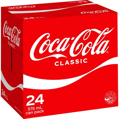 Coca Cola Classic Soft Drink Multipack Cans 375ml X 24 Pack Woolworths