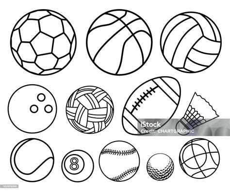 Ball Sport Outline Vector Set Stock Illustration Download Image Now