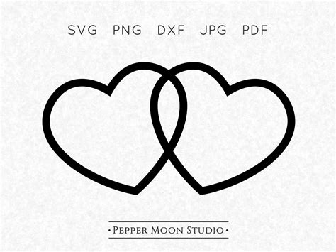 Double Heart Svg Two Hearts Svg Linked Outline Love Etsy