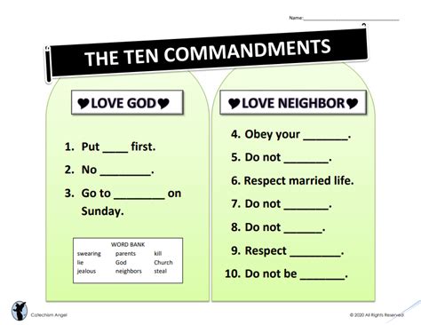 Free Printable 10 Commandments Worksheets Teach And Learn With Ease