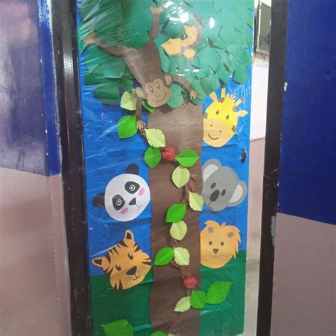 School Kindergarten Jungle Door School Door Decorations Jungle Theme