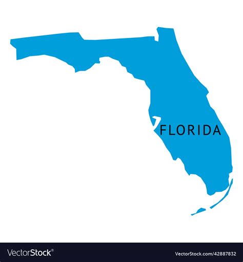 Florida State Plain Map High Quality Royalty Free Vector