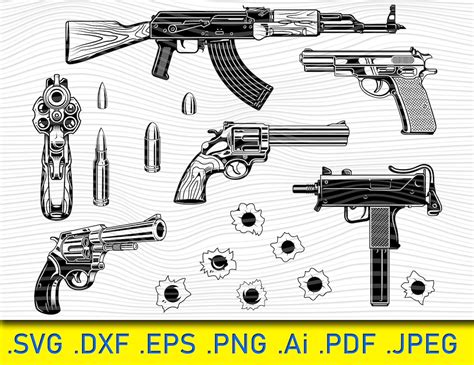 Gun Pack Svg Gun Cricut Files Gun Silhouettes Ar 15 Vector Sniper Svg