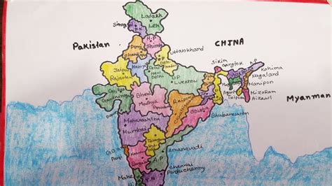 India States And Capitals Drawing How To Draw India Map With State