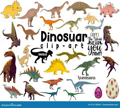 Dinosaur Clipart Set Stock Vector Illustration Of Printable 272178303