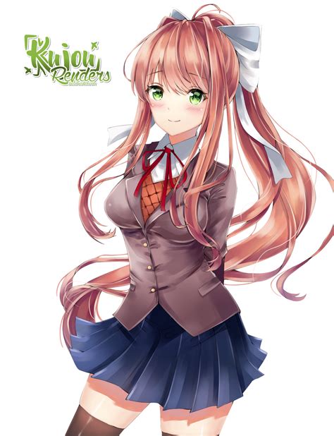 Monika Ddlc 1 Anime Render By Kujou By Konarenders On Deviantart