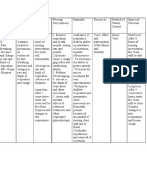 Nursing Care Plan For Pneumonia NCP PDF Respiratory Tract Lung