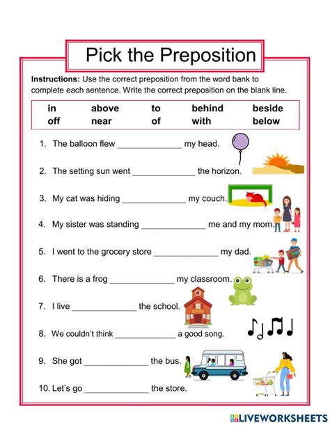 Basic Preposition Worksheet Preposition Worksheets Prepositions