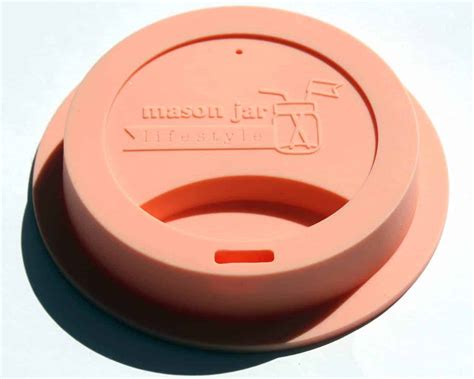 Light coral silicone drinking lid for wide mouth Mason jars