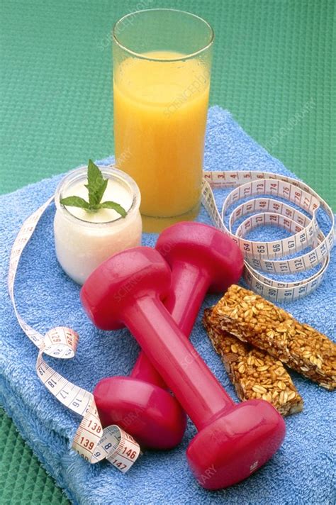 Healthy Food With Exercise And Dieting Equipment Stock Image H110