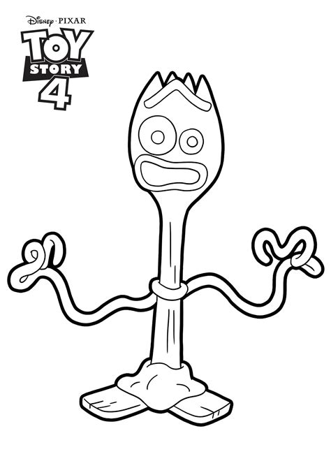 Forky Toy Story 4 Coloring Page Disney Pixar Toy Story 4