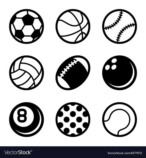 Sports Balls Icons Set On White Background Vector Image