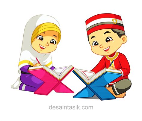 Gambar Kartun Anak Muslim Mengaji Vector