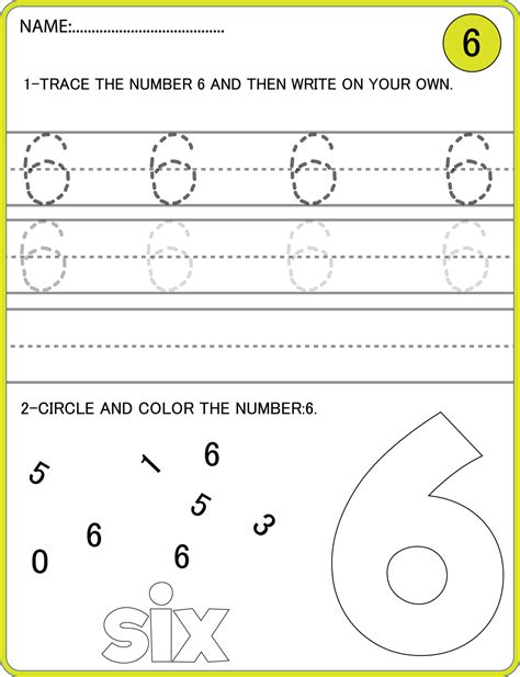 Tracing Numbers Activity Trace The Number 6 Educational Children Game