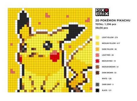 Pokémon Pikachu 2D Pix Brix Pixel Art in 2023 Pixel art Graph paper