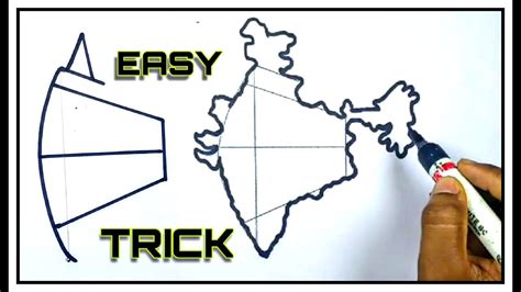 Indian Map Drawing Easy Tricks For Kids Step By Step India Map