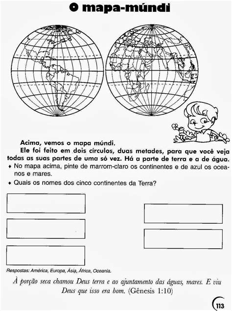 Atividades De Geografia Para Imprimir Mapa Mundi Educação E