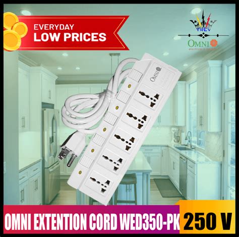 Trev Omni Extension Cord Set With Individual Switch 5gang Wed 350