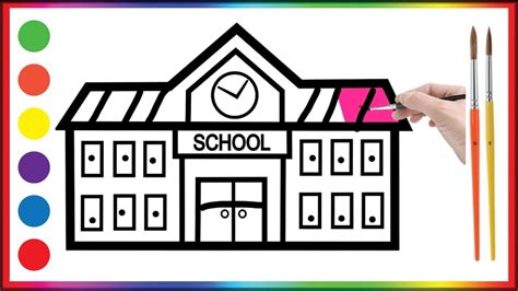 How To Draw School Building School Drawing Drawing And Coloring Kids