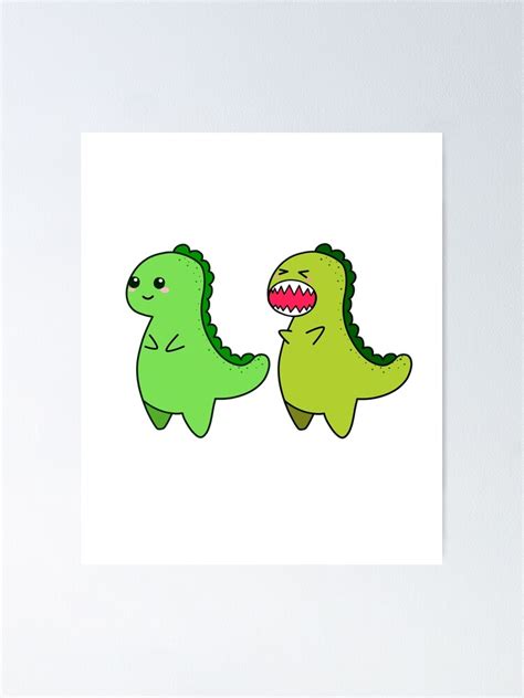 Kawaii Cute Dino T Rex Tyrannosaurus Rex Dinosaur Poster By Theglaze