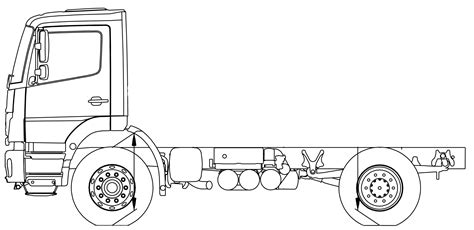 Mercedes Benz Axor 18K 4x2 Heavy Truck Blueprints Free Outlines