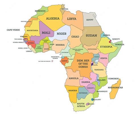 Premium Vector Political Map Of Africa Map With Name Of Countries