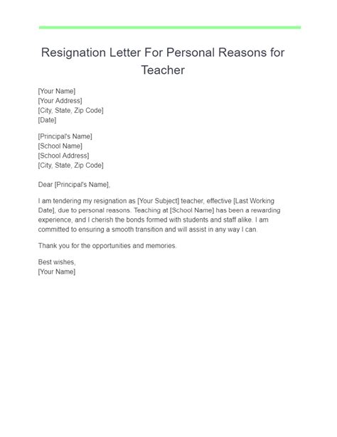 Simple Resignation Letter Exle For Personal Reasons Infoupdate Org