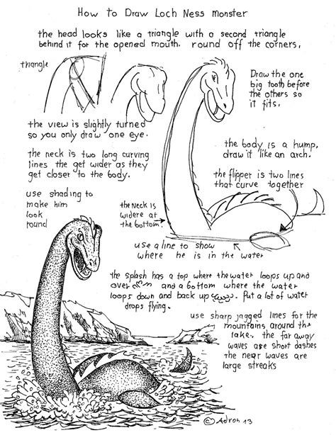 How To Draw Worksheets For The Young Artist How To Draw The Loch Ness