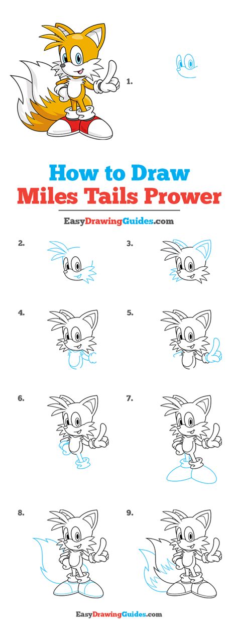 How To Draw Miles Tails Prower From Sonic The Hedgehog Step By Step