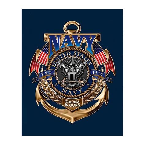 Us Navy Gold Anchor Crest Military Wall Art United