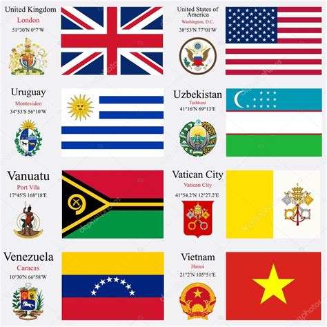 World Flags And Capitals Set 2 Stock Vector Illustration Of Australia